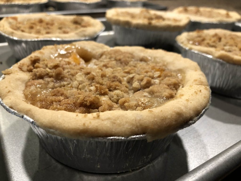 Faithfully Sweet Bakery mini apple pie tarts on metal baking tray